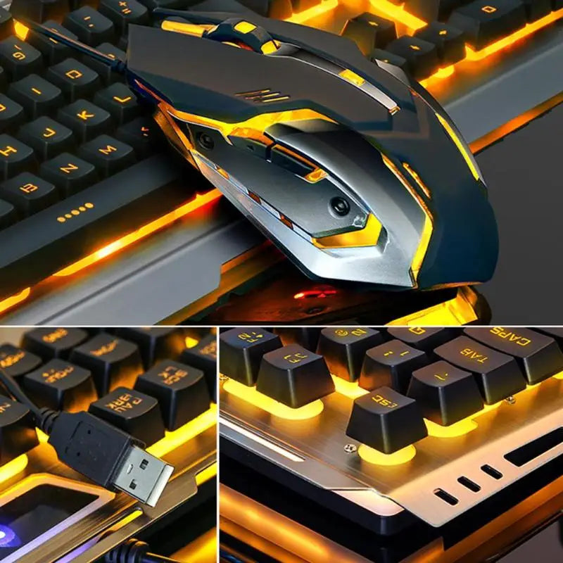 USB Wired Ergonomic Backlit Mechanical Gaming Keyboard Mouse