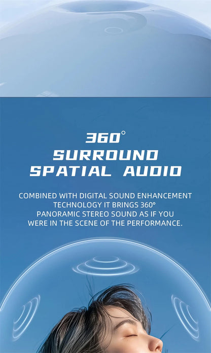360° Stereo 60Hours Playtime Bluetooth 5.4 TWS Headset