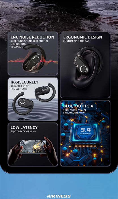 360° Stereo 60Hours Playtime Bluetooth 5.4 TWS Headset
