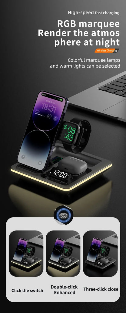 5 in 1 Portable Wireless Fast Charger Dock Station