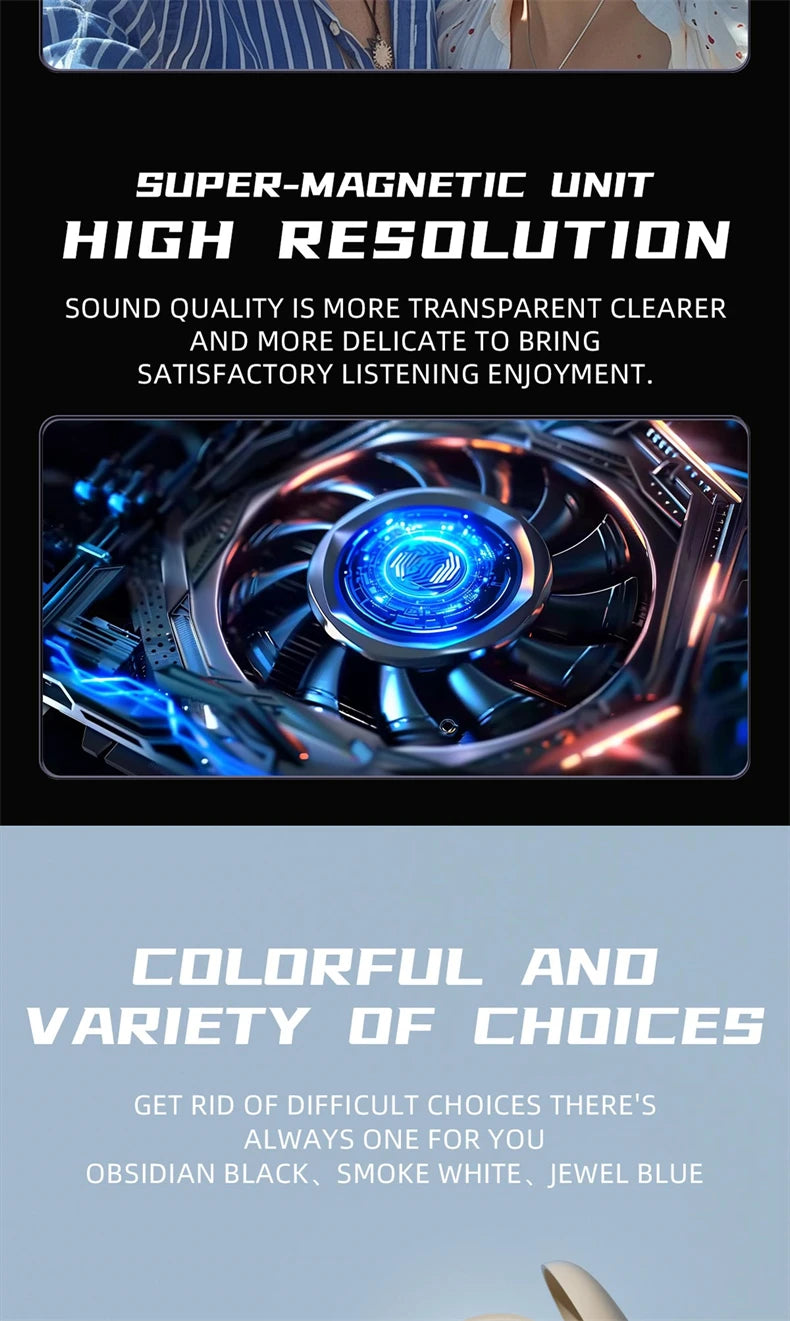 360° Stereo 60Hours Playtime Bluetooth 5.4 TWS Headset